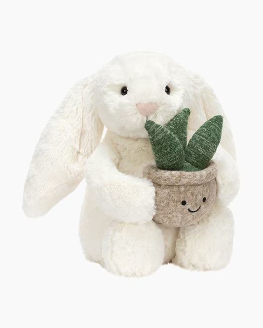 Cream Bunny with Plant Plush Toy