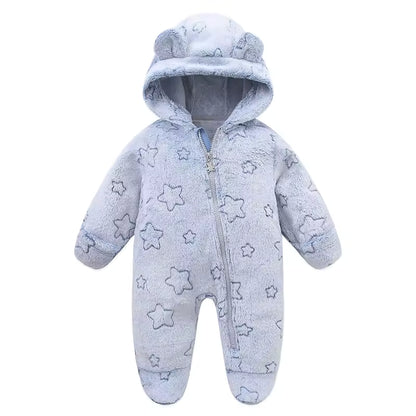 Plush Hooded Baby Jumpsuit