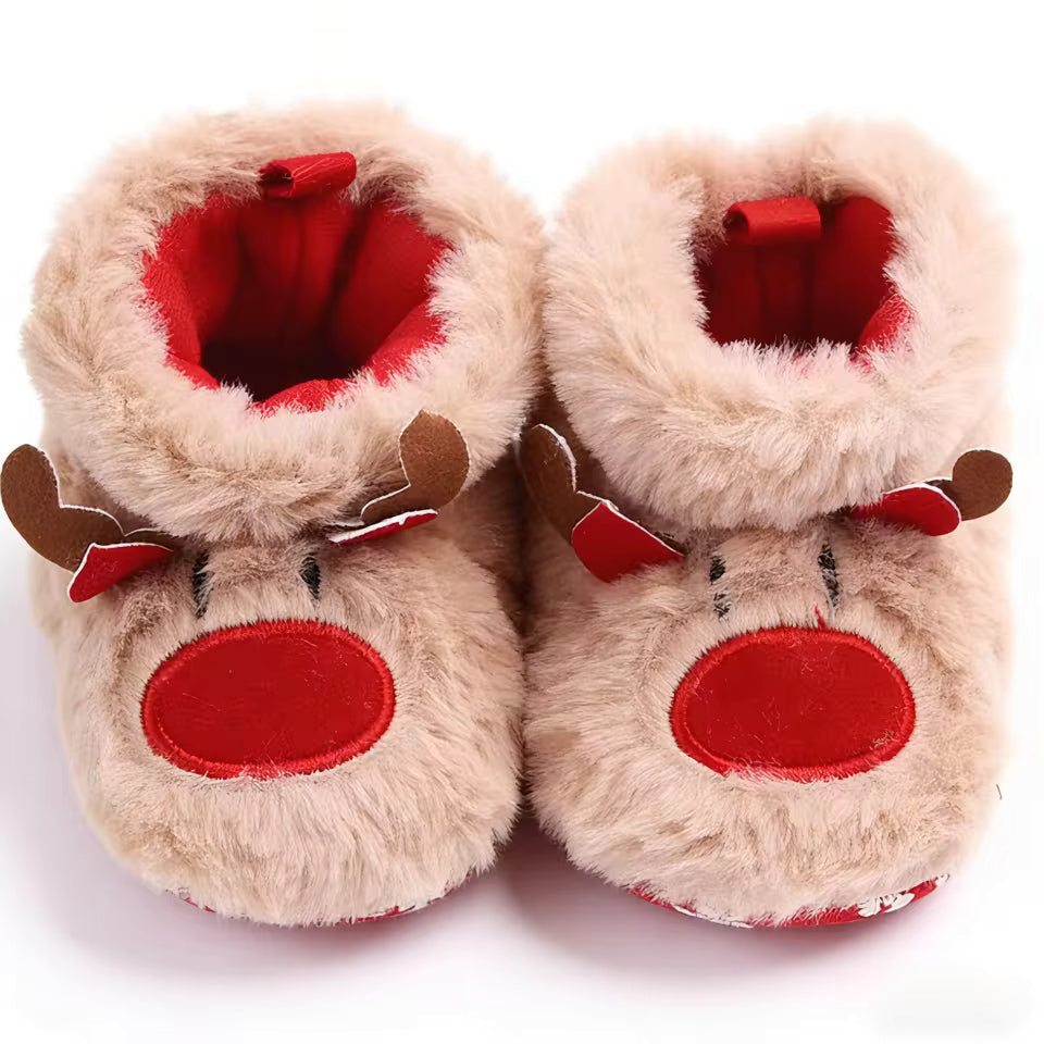 Reindeer Plush Baby Booties