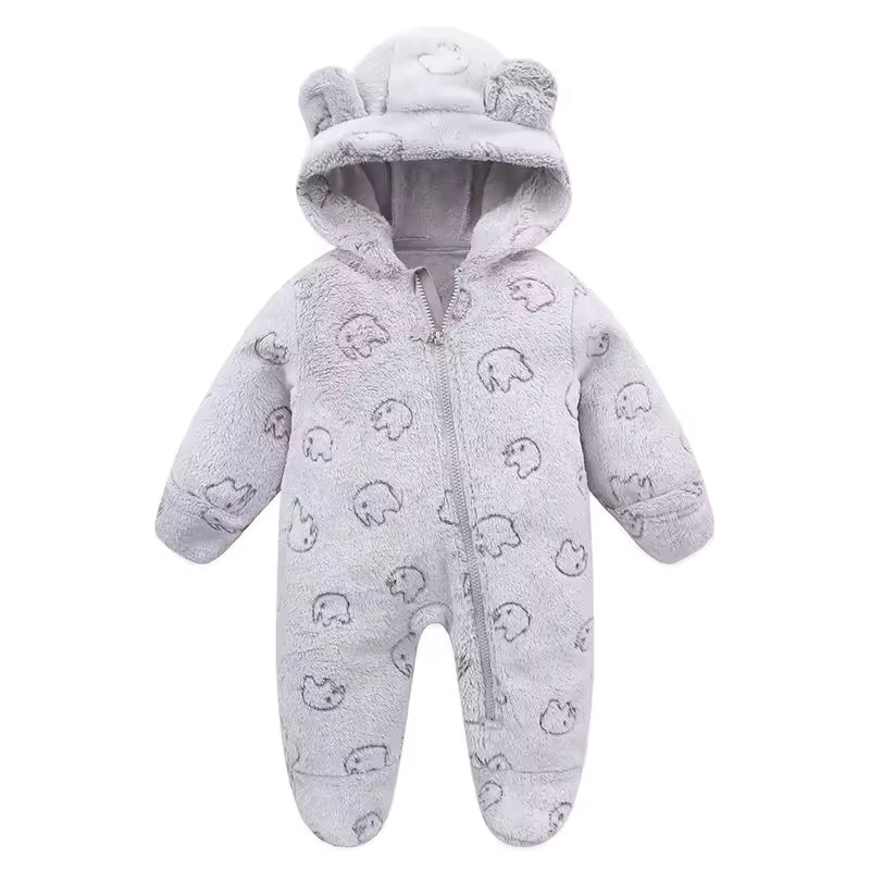 Plush Hooded Baby Jumpsuit