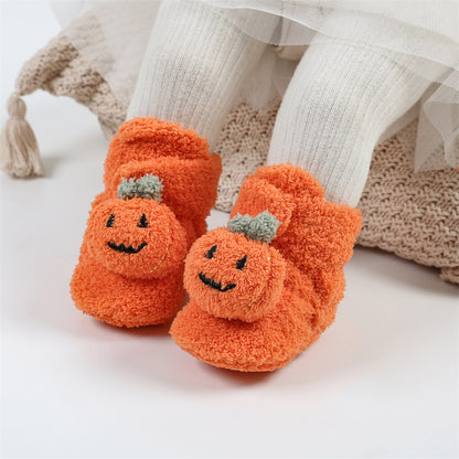 Pumpkin Plush Baby Booties