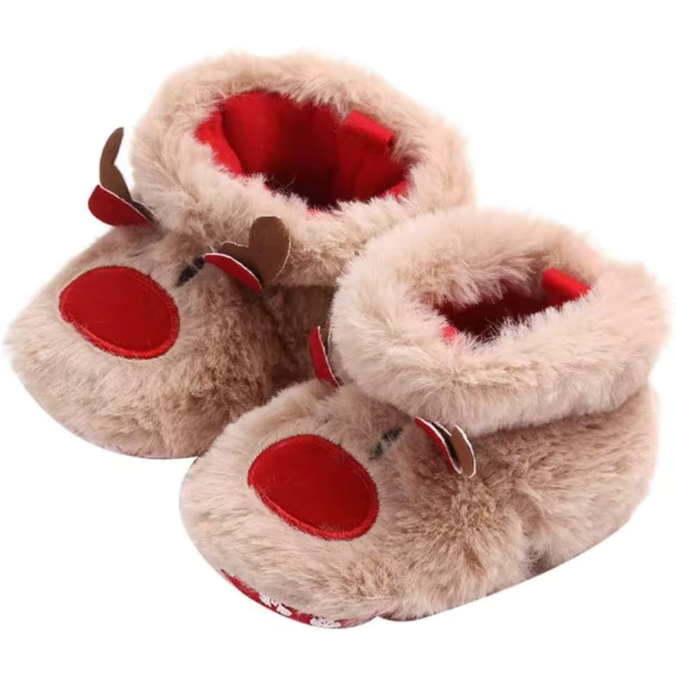Reindeer Plush Baby Booties