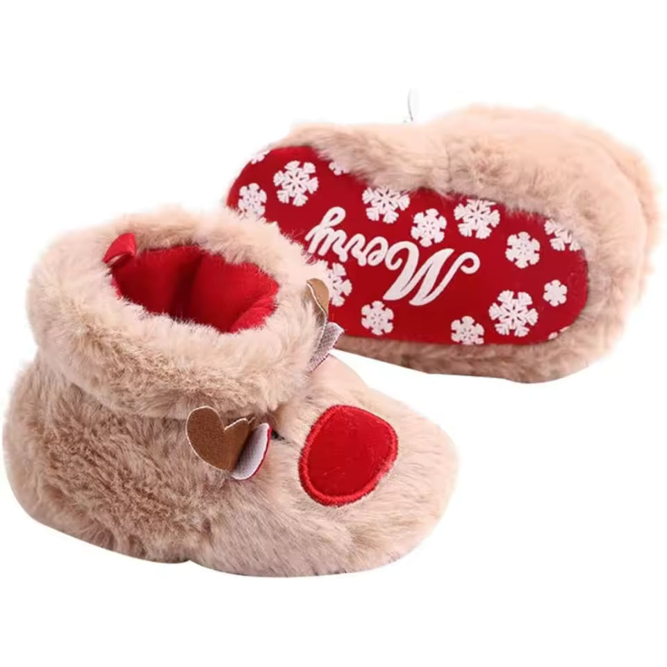 Reindeer Plush Baby Booties