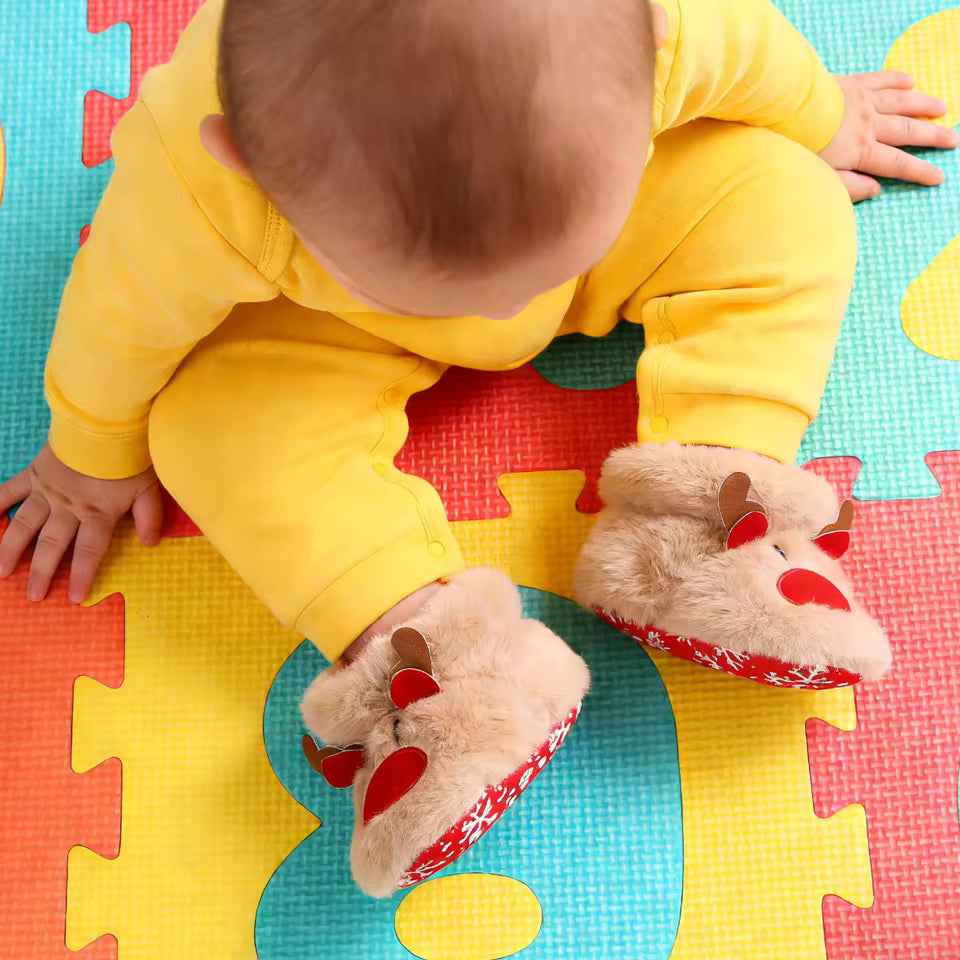 Reindeer Plush Baby Booties