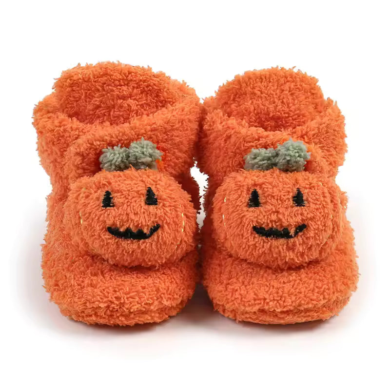 Pumpkin Plush Baby Booties