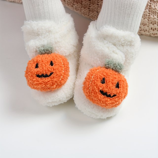 Pumpkin Plush Baby Booties