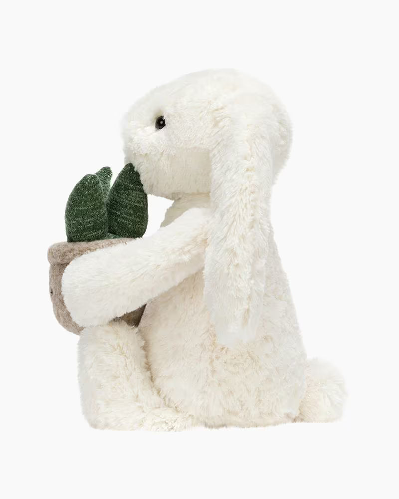 Cream Bunny with Plant Plush Toy