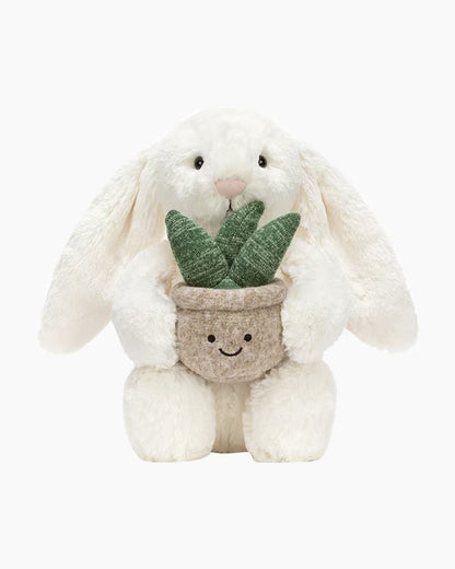 Cream Bunny with Plant Plush Toy