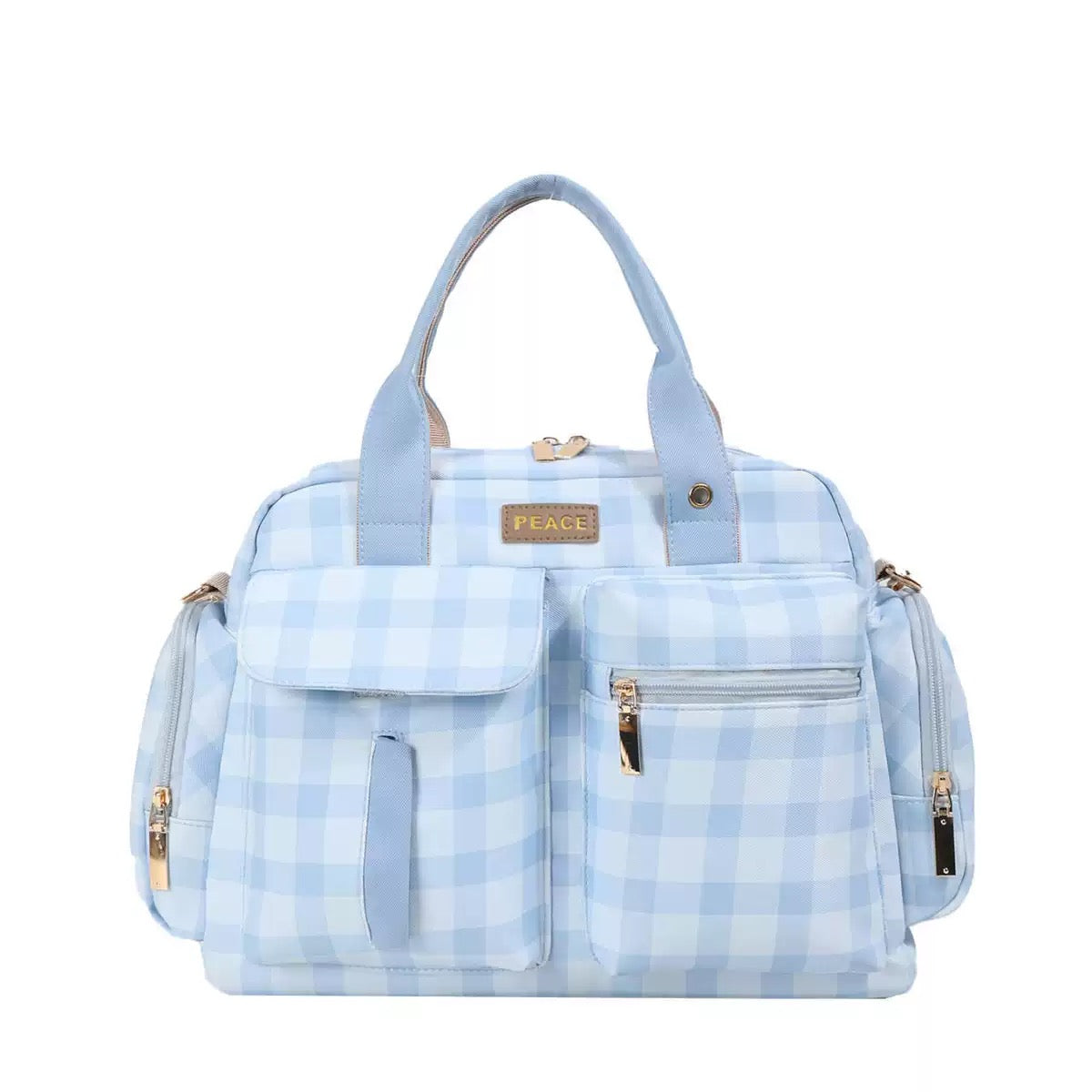 Gingham Multi-Pocket Diaper Bag