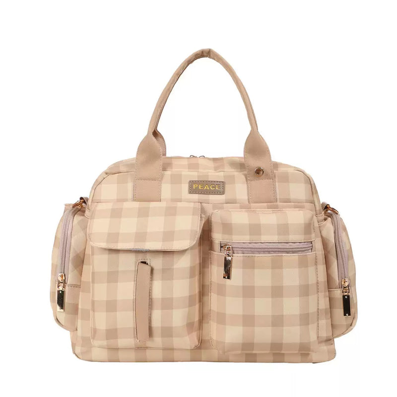 Gingham Multi-Pocket Diaper Bag
