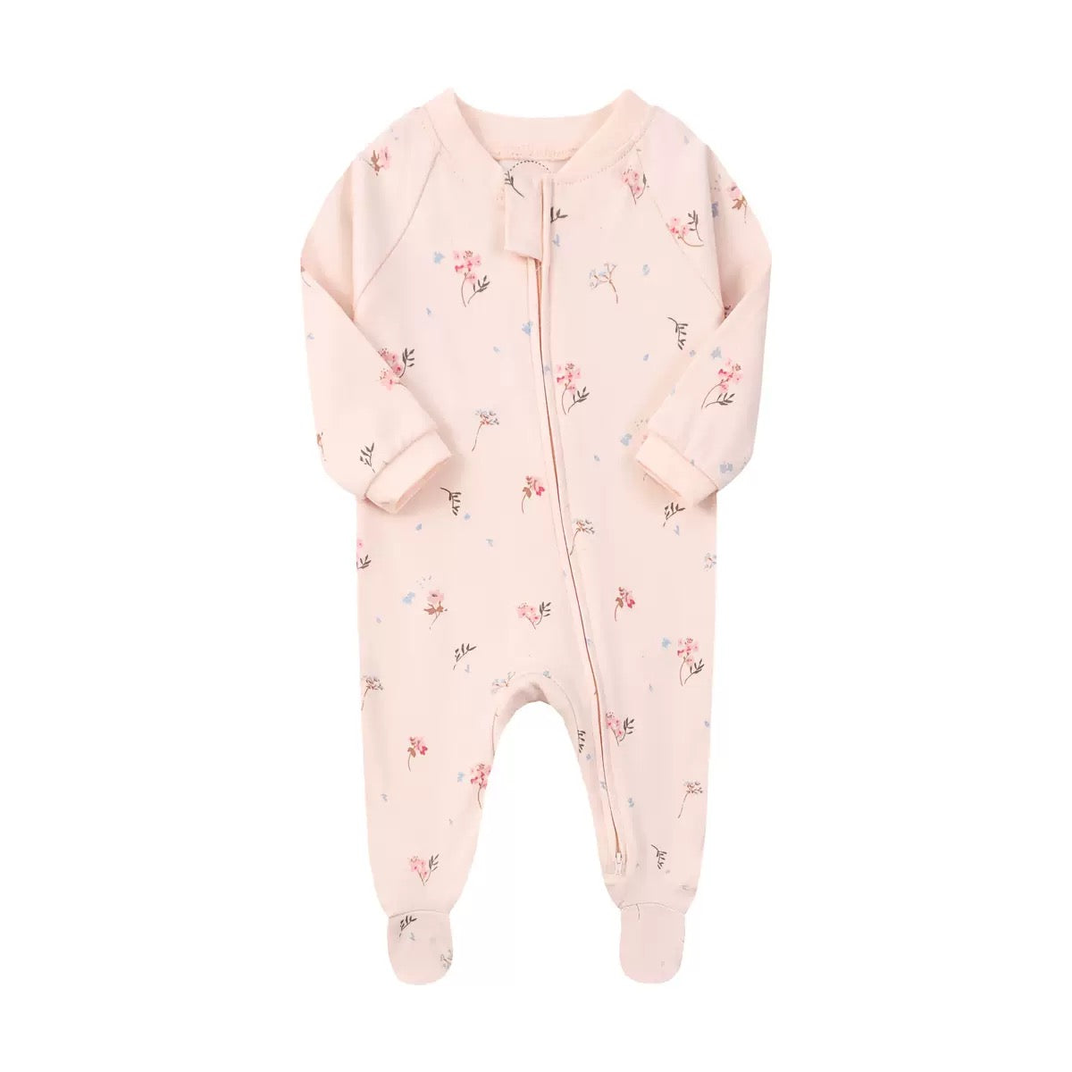 Baby Girl Floral 100% Cotton Footed Sleep & Play Pajama – Pink