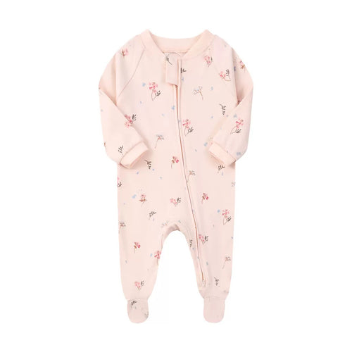 Baby Girl Floral 100% Cotton Footed Sleep & Play Pajama – Pink