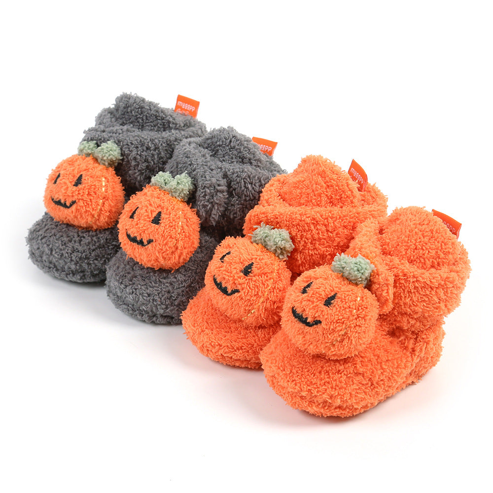 Pumpkin Plush Baby Booties