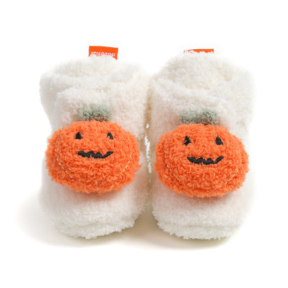 Pumpkin Plush Baby Booties